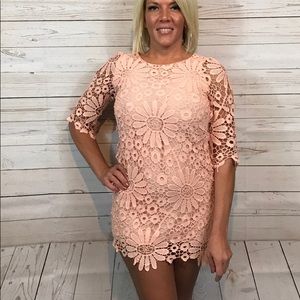 Fun pink lace mini dress.